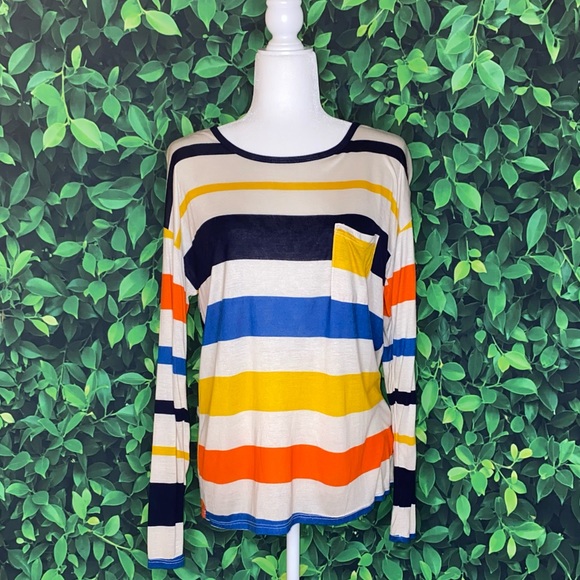 STRIPED LIGHTWEIGHT LONG-SLEEVE POCKET SHIRT · SIZE L · NWT - Picture 6 of 6